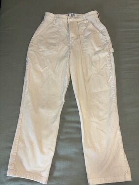 Hollister Ultra High-Rise Cream Corduroy Pants